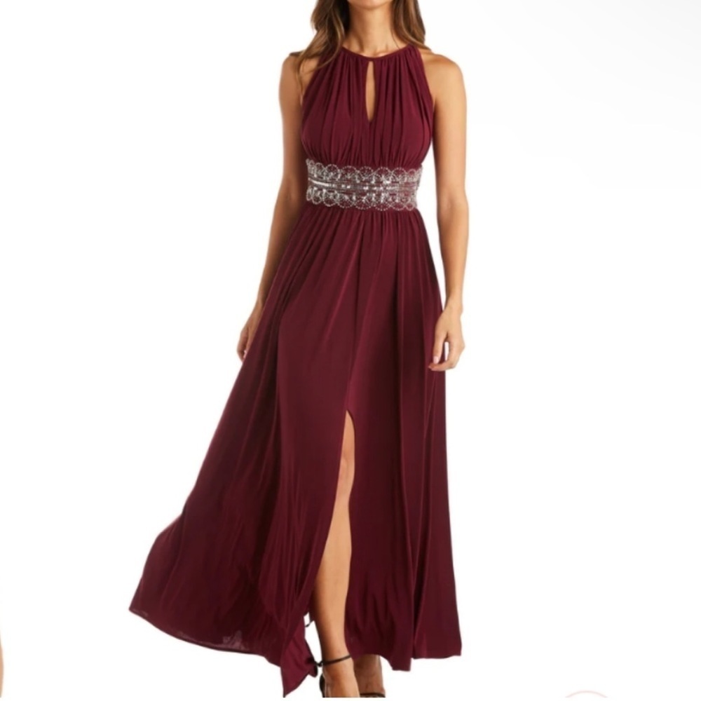 Merlot beaded waist gown